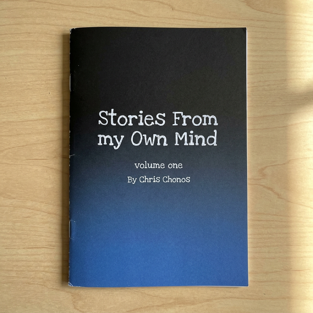 Book cover reading “Stories From my Own Mind,” volume one, by Chris Chonos